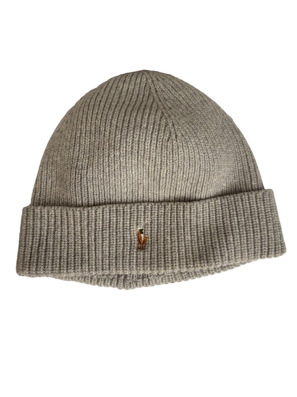 Polo Ralph Lauren 100% Merino Wool Gray Beanie Hat
